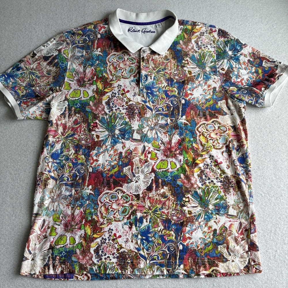 Robert Graham Classic Fit 2XL XXL Multicolor Abstract Print Floral Polo Shirt